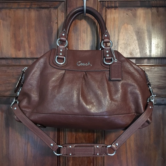 Coach Handbags - COACH brown leather Ashley Satchel